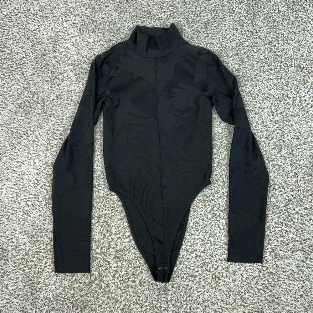 Nike Bodysuit Womens XS Black Tech Pack Dri FIT ADV Jacquard Long Sleeve Sport